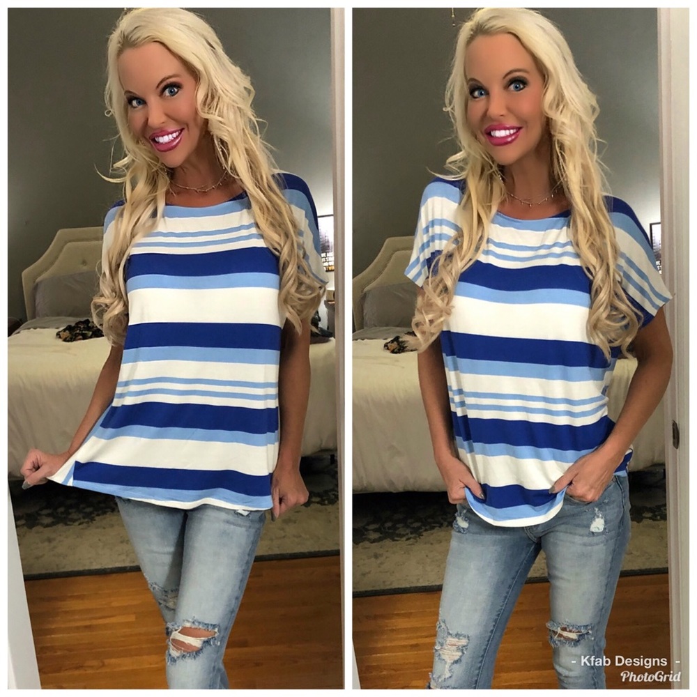 LAST 2! 🛍Dolman Striped Twist Back Top! - Picture 3 of 7